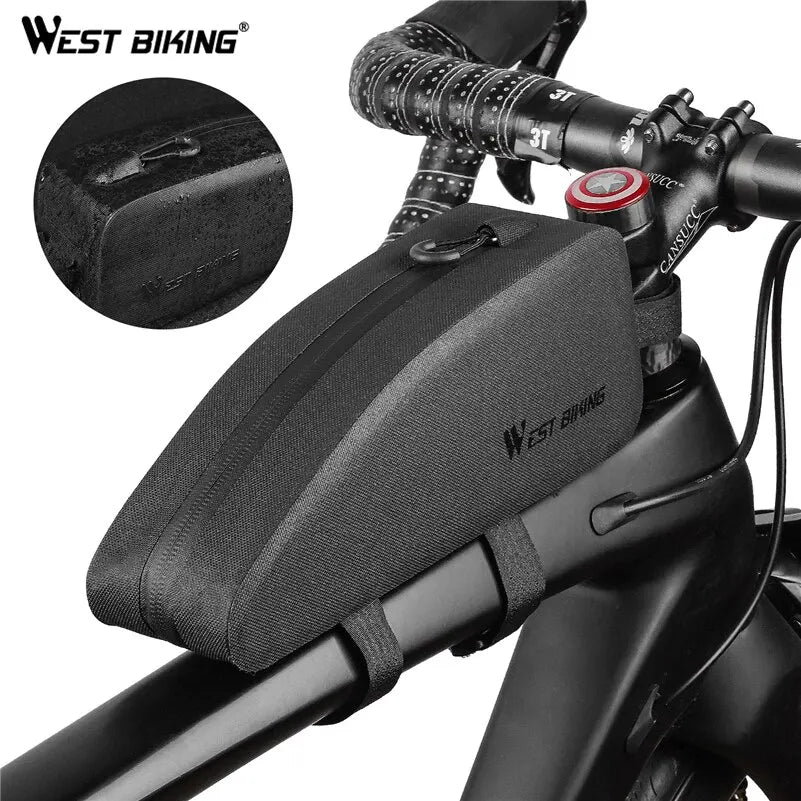 Handlebar Bag Top Tube Nylon TPU Fully Waterproof Triangle Bag by WEST BIKING