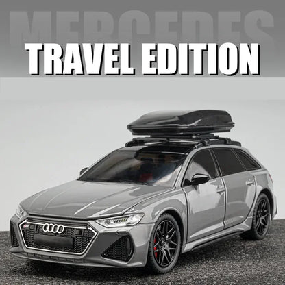 1/24 Audi RS6 Model Diecast Vehicle Miniature Pull Back Sound Light Doors Open