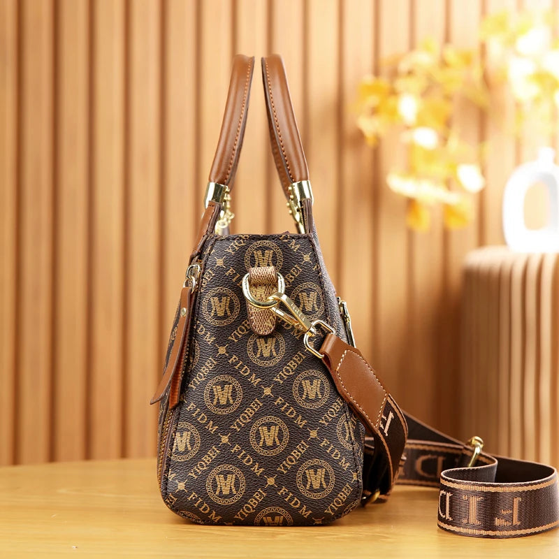 Handbag Printed Retro Lettering. Women's Shoulder + Handbag