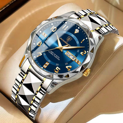 Men's Watches POEDAGAR Waterproof Luminous Date Stainless Steel Quartz