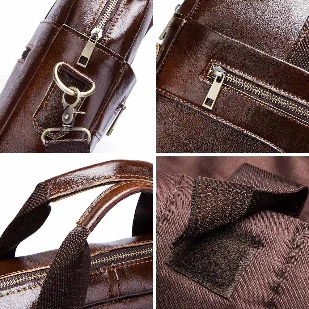 Genuine Leather Briefcase for Laptop High Quality Business Travel Bag