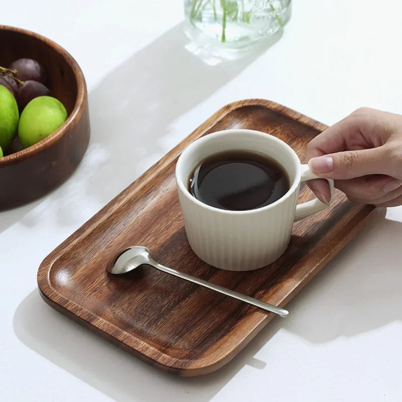 Japanese Acacia Wooden Tray Solid Wood Tea Trays