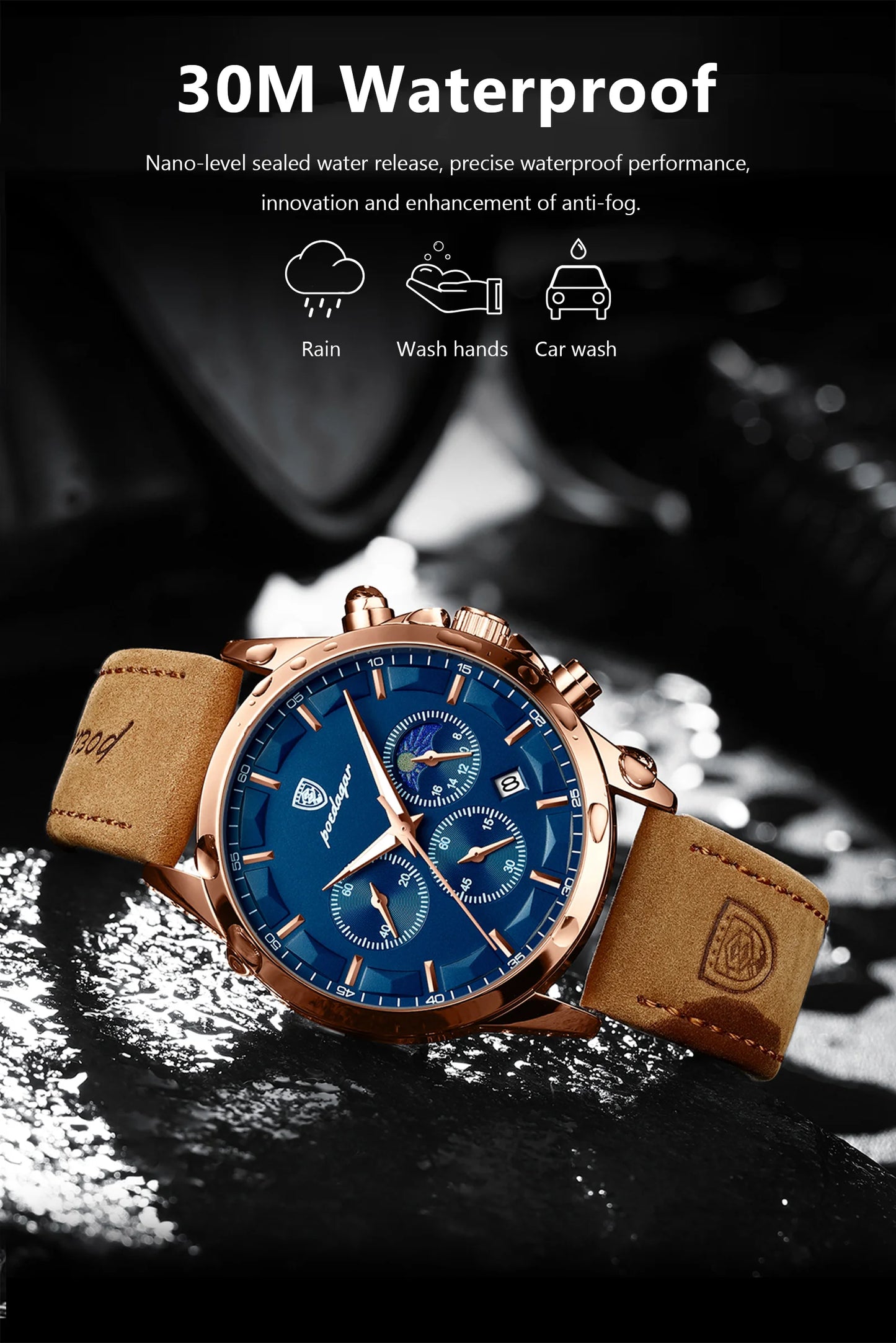 Men Quartz Watch Luxury Sports Waterproof Chronograph Luminous Date -