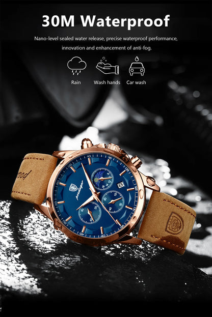 Men Quartz Watch Luxury Sports Waterproof Chronograph Luminous Date -