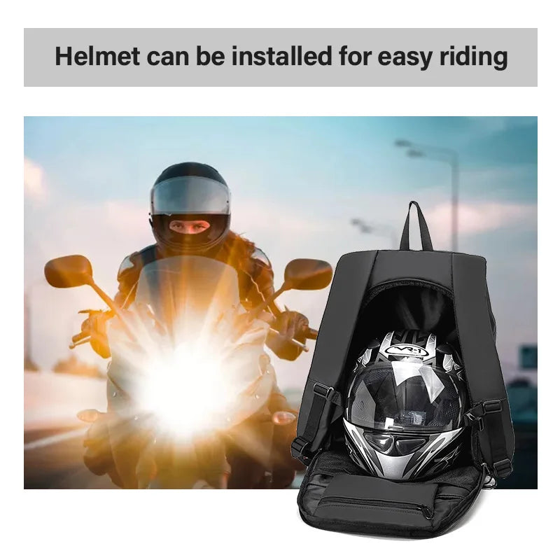 Black Motorcycle Helmet Backpack Waterproof Large Capacity-