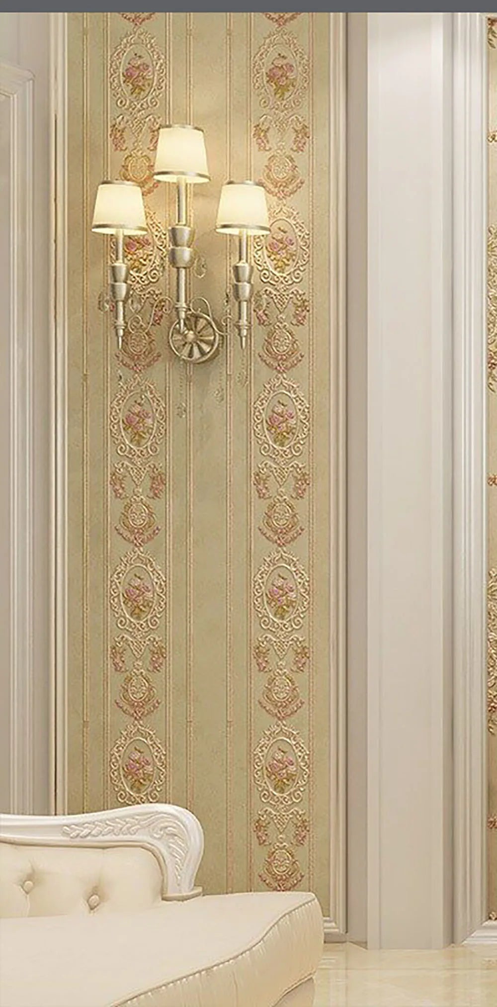 Self adhesive wallpaper simple and warm European three-dimensional relief wallpaper