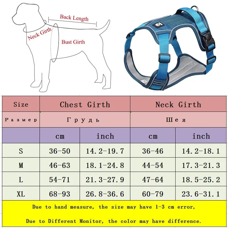 Dog Harness Adjustable Reflective Safety Walking Chest Vest.