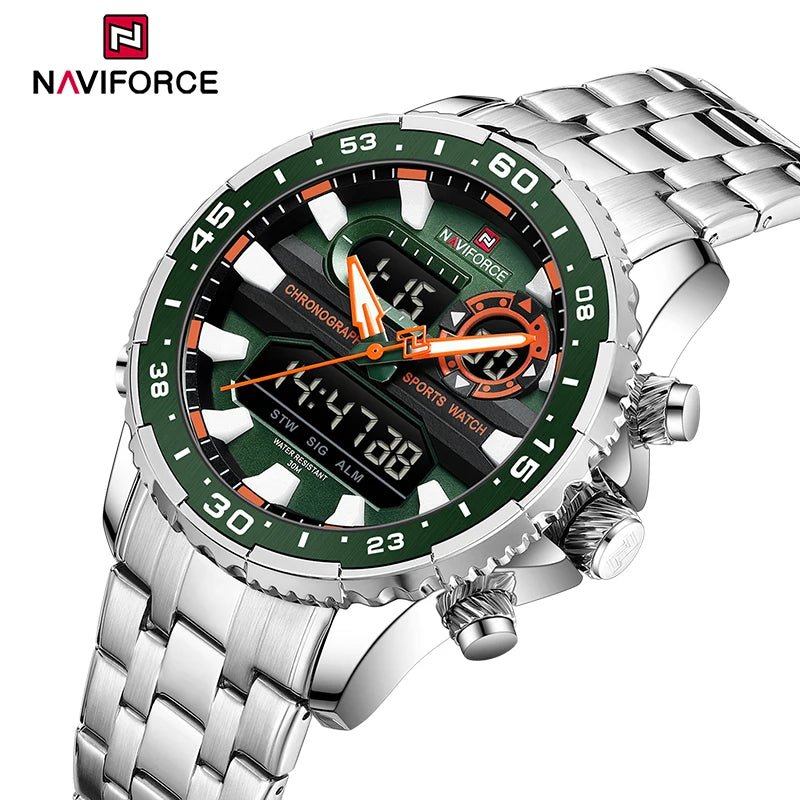 NAVIFORCE Watch Men Analog Digital Quartz Wristwatch Stainless Steel