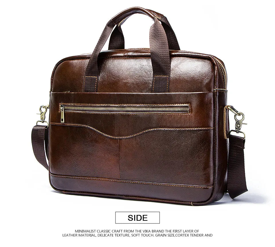 Genuine Leather Briefcase for Laptop High Quality Business Travel Bag