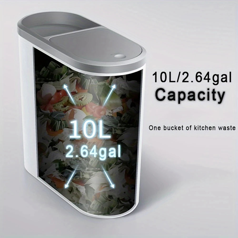 Slim Plastic Trash Bin With Lid, Easy Press-Top, Space Saving Design.