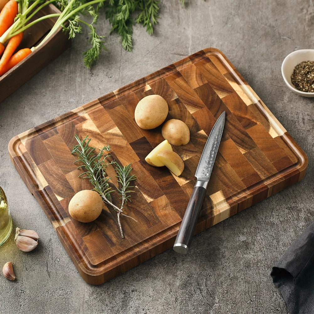 HEZHEN Cutting Board Premium Acacia Wood Splicing Kitchen Accessories Chopping Board Drain Water And Damp-proof Kitchen Tools