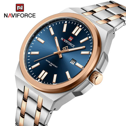 NAVIFORCE Quartz Watch For Men Stainless Steel Waterproof Date Wristwatch