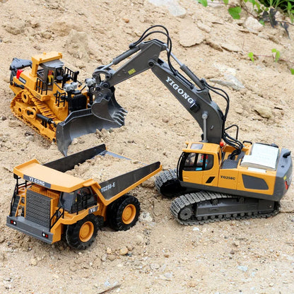 Remote Control Excavator RC Model Dump Truck, Bulldozer, Digger.