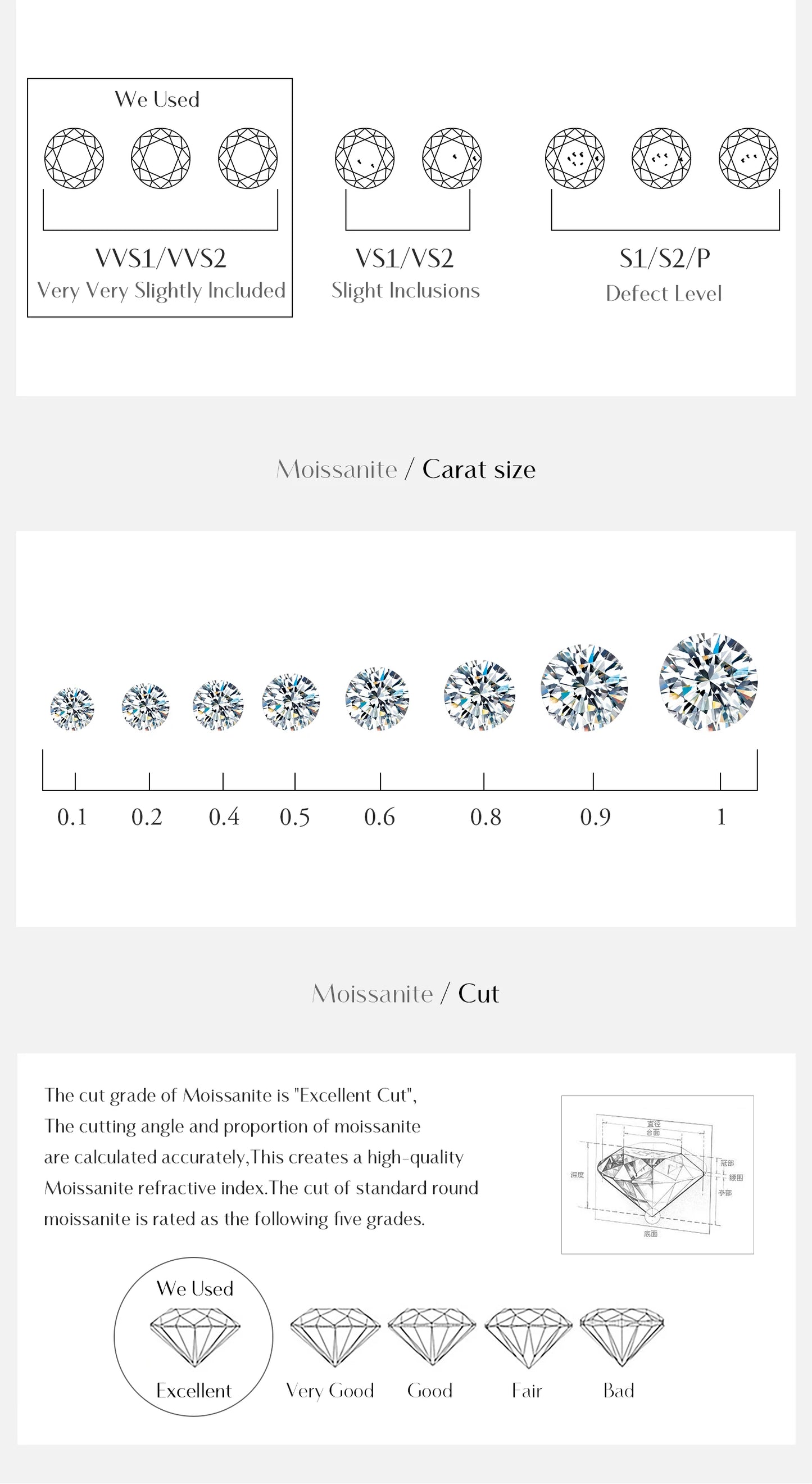 Stud Earrings Brilliant Square Cut 925 Silver Earrings