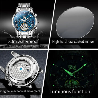 Men's Watch OLEVS 9965 Hollow Automatic Movement Waterproof Luminous