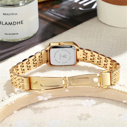 Ladies Quartz Watch&nbsp; Square Gold Women's Stainless Steel