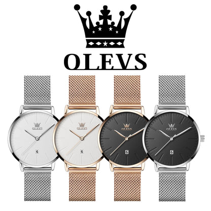 OLEVS Luxury Fashion Quartz Women's Original Mesh Belt Elegant Waterproof Watch