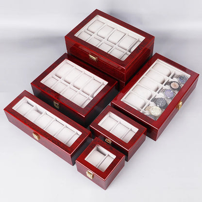 Luxury Wooden Watch Box 1/2/3/5/6/10/12 Grid Watch Organizer.