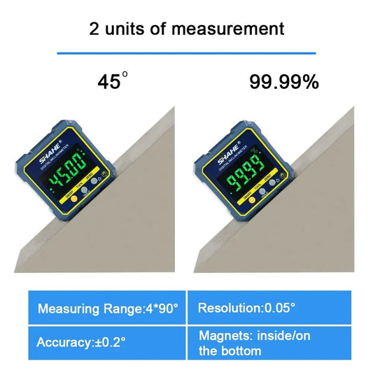 SHAHE Digital Magnetic Protractor Inclinometer Level Angle Finder;