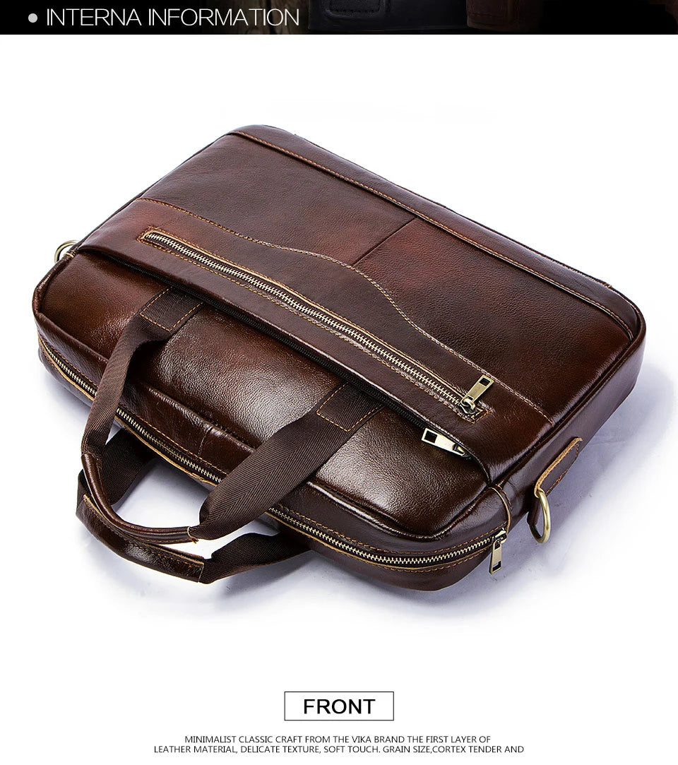 Genuine Leather Briefcase for Laptop High Quality Business Travel Bag