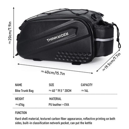 Bike Bag Hard Shell, 14L Large Capacity Hunch Bag with Rain Cover by ThinkRider .