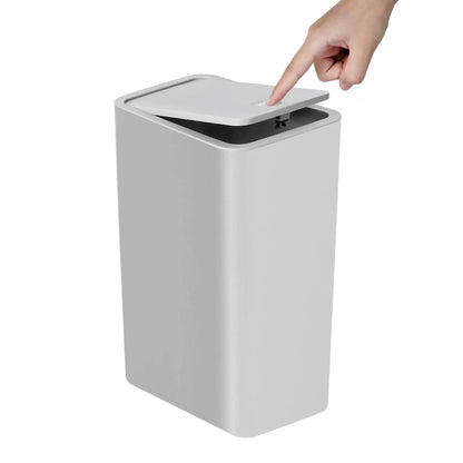 Bathroom Trash Can-10L Small Garbage Can with Press Top with Pop-up Lid