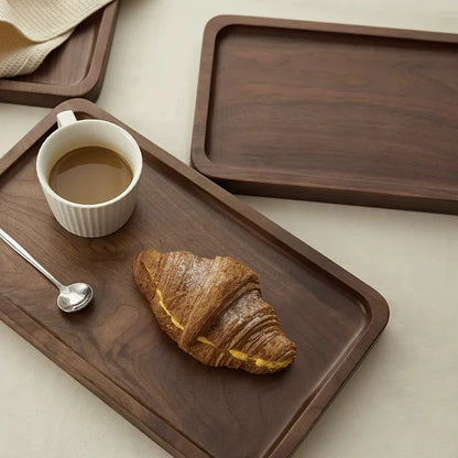 Japanese Black Walnut Rectangular Tea Trays Solid Wood.