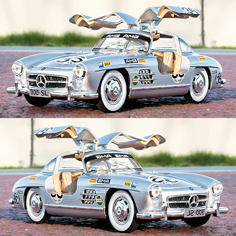 1:24 Benz 300SL Track Version Diecast Car Sound and Lights