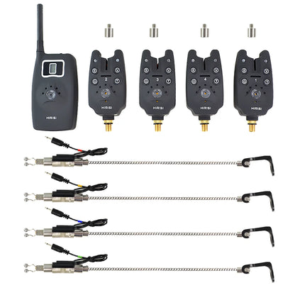 Wireless fishing bite alarm 1+4 set with 4pcs illuminated swinger in  EVA case.