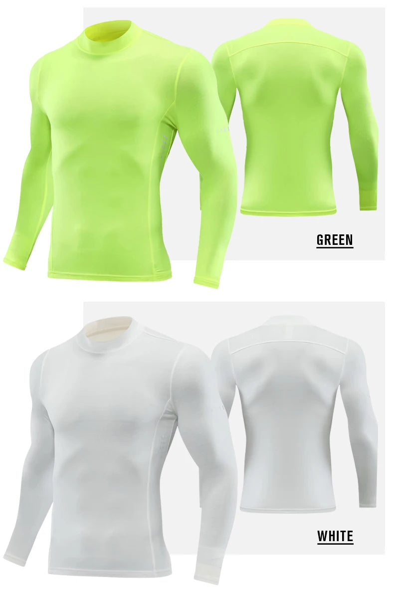 Men Compression Sports Top High Collars Breathable T-Shirt Gym Running Fitness