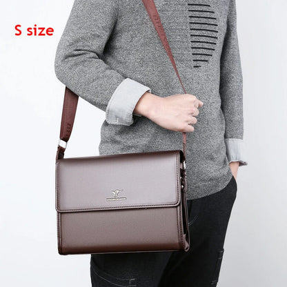 Luxury Briefcase For Business + Shoulder Strap + Top Handle. PU Leather.