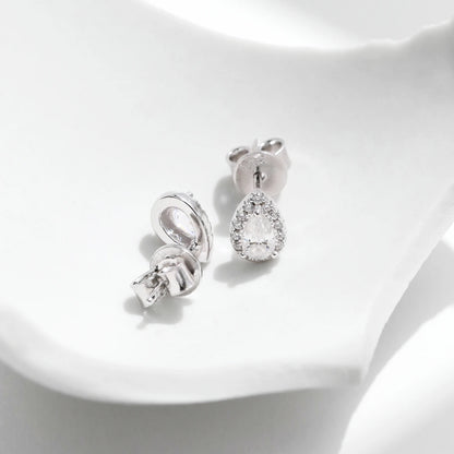 Pear Cut Stud Earrings 925 Sterling Silver Water Drop Lab Diamonds