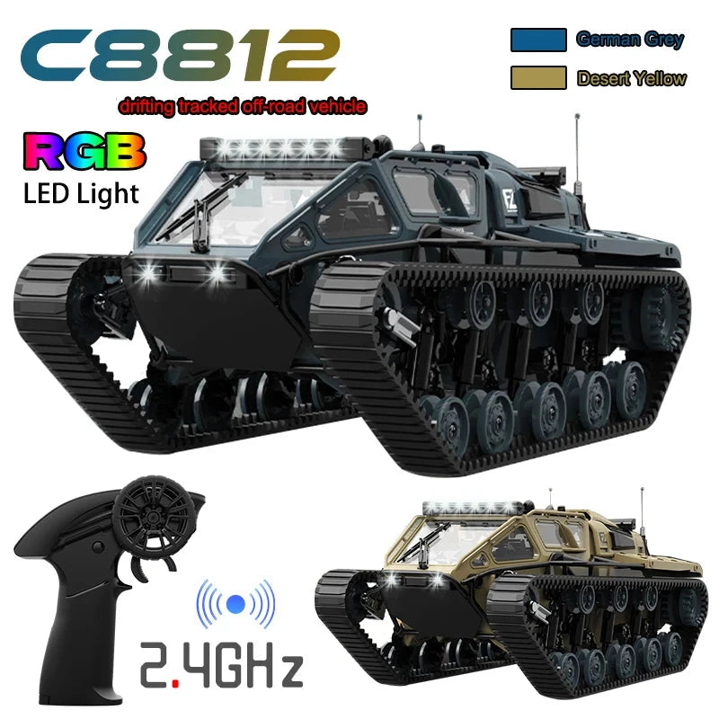 RC Tank JJRC C8812 LED Lights Tracked Tank Off-Road Vehicle