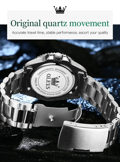 Men Quartz Watch Waterproof Stainless Steel Luxury Luminous Wristwatch