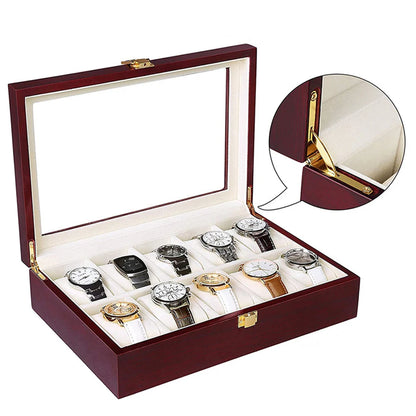 Luxury Wooden Watch Box 1/2/3/5/6/10/12 Grid Watch Organizer.