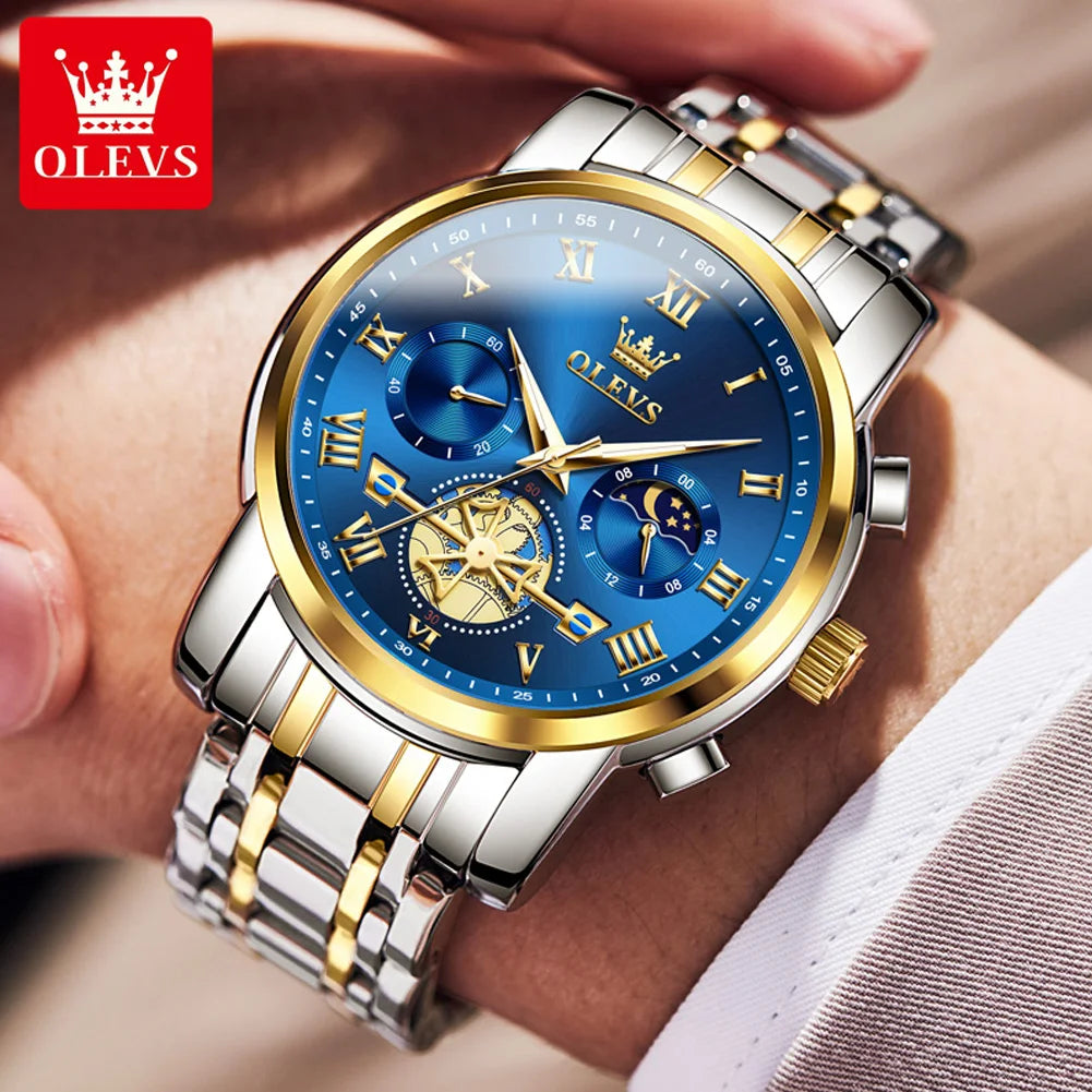 OLEVS Men's Watches Classic Roman Dial Quartz Waterproof Luminous Hands