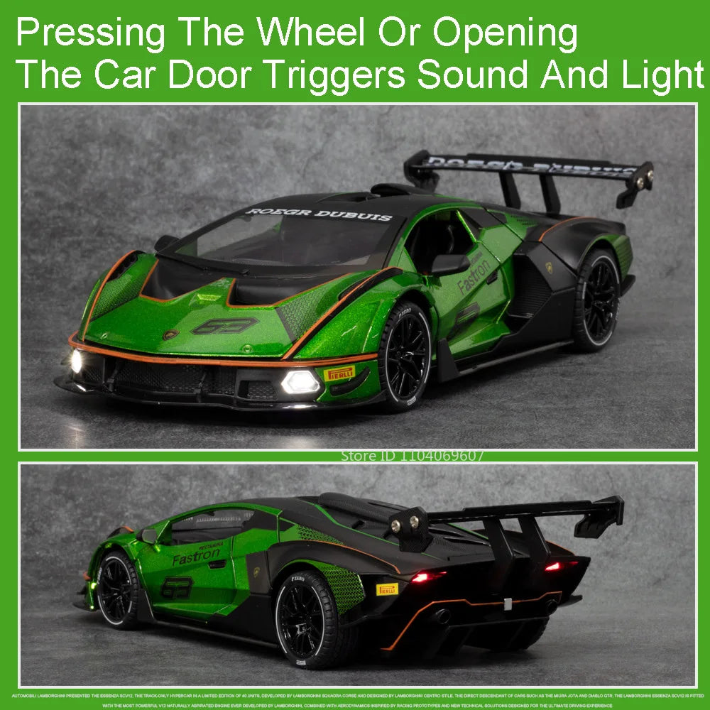 1:24 SCV12 Racing Car Alloy Diecast Model Sound Lights Pull Back & Go.