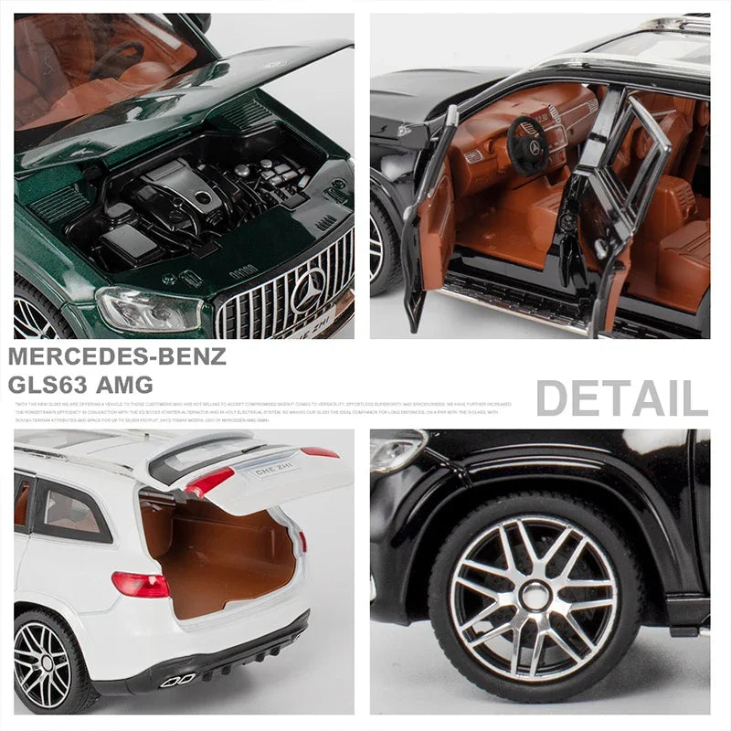 Diecast 1:24 Mercedes Benz GLS63 AMG Alloy Model Car SUV Vehicle Sound & Light