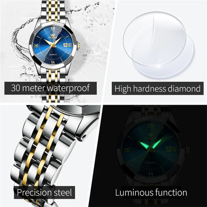 Men's + Women's Watch Set Quartz Day/Date Waterproof Stainless Steel