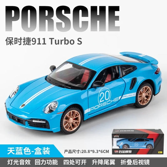 1:24 Porsche 911 Turbo S Sports car Simulation Diecast Sound Light Pull Back*