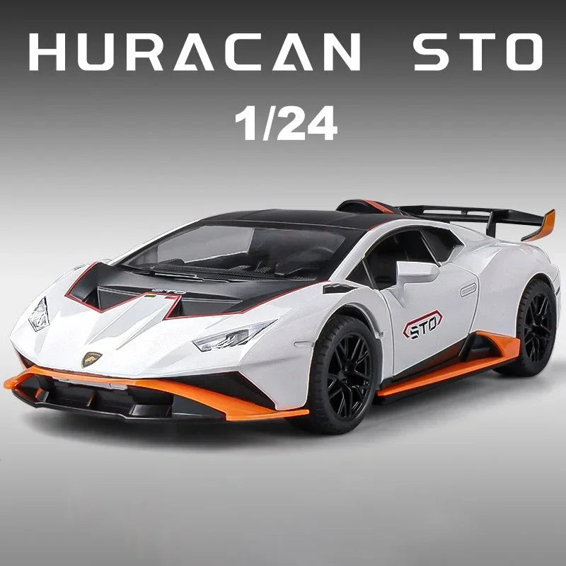 1:24 Lamborghini Huracan STO Alloy Sports Car Model Diecast Sound + Lights