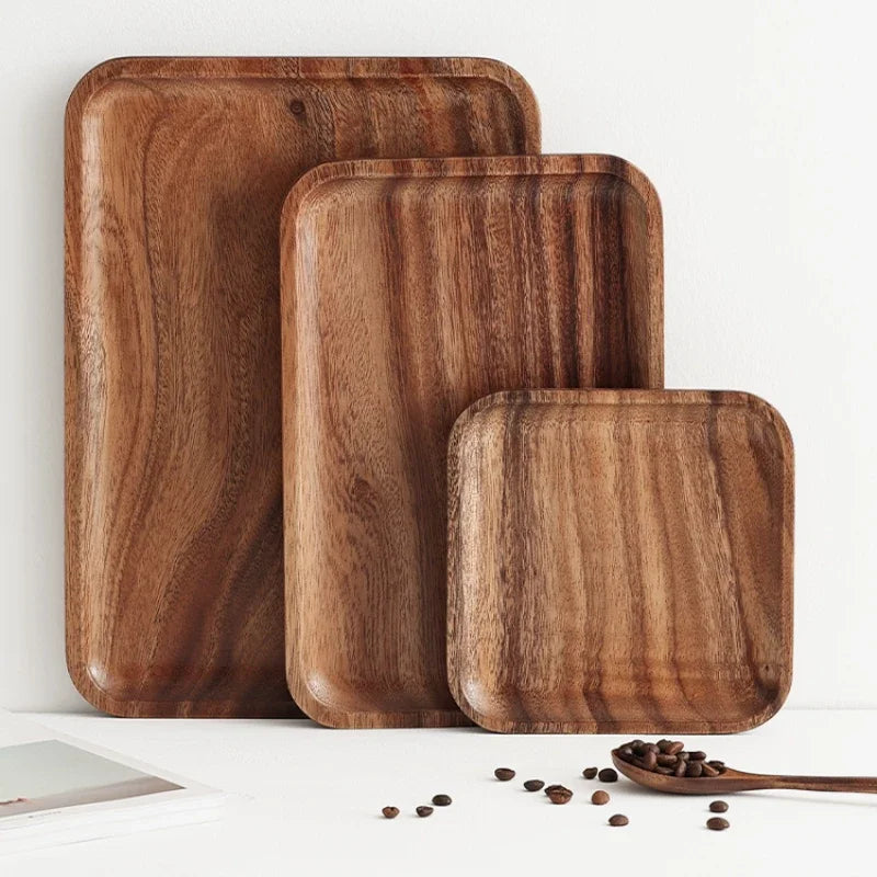 Japanese Acacia Wooden Tray Solid Wood Tea Trays