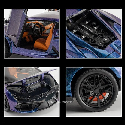 1/24 Revuelto Sports Car Diecast Model Doors Open Sound + Lights