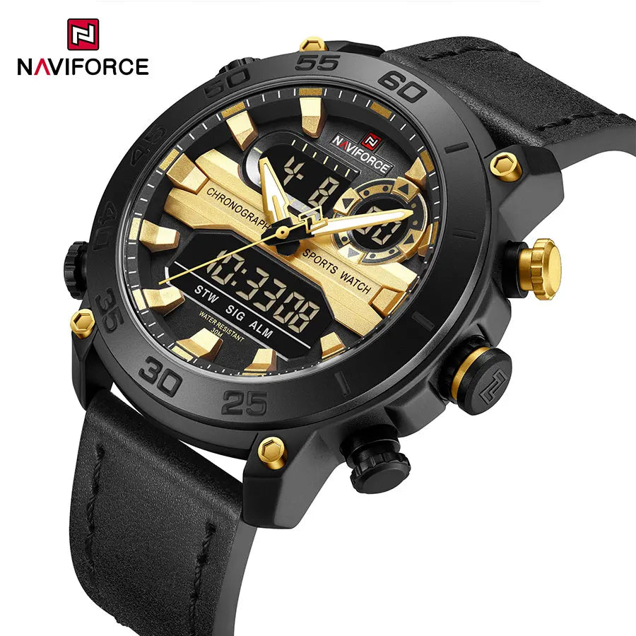 NAVIFORCE Watch Men's Casual Waterproof Sport Quartz Dual Display