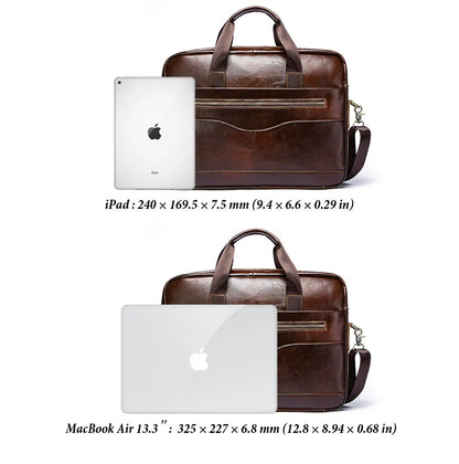 Genuine Leather Briefcase for Laptop High Quality Business Travel Bag