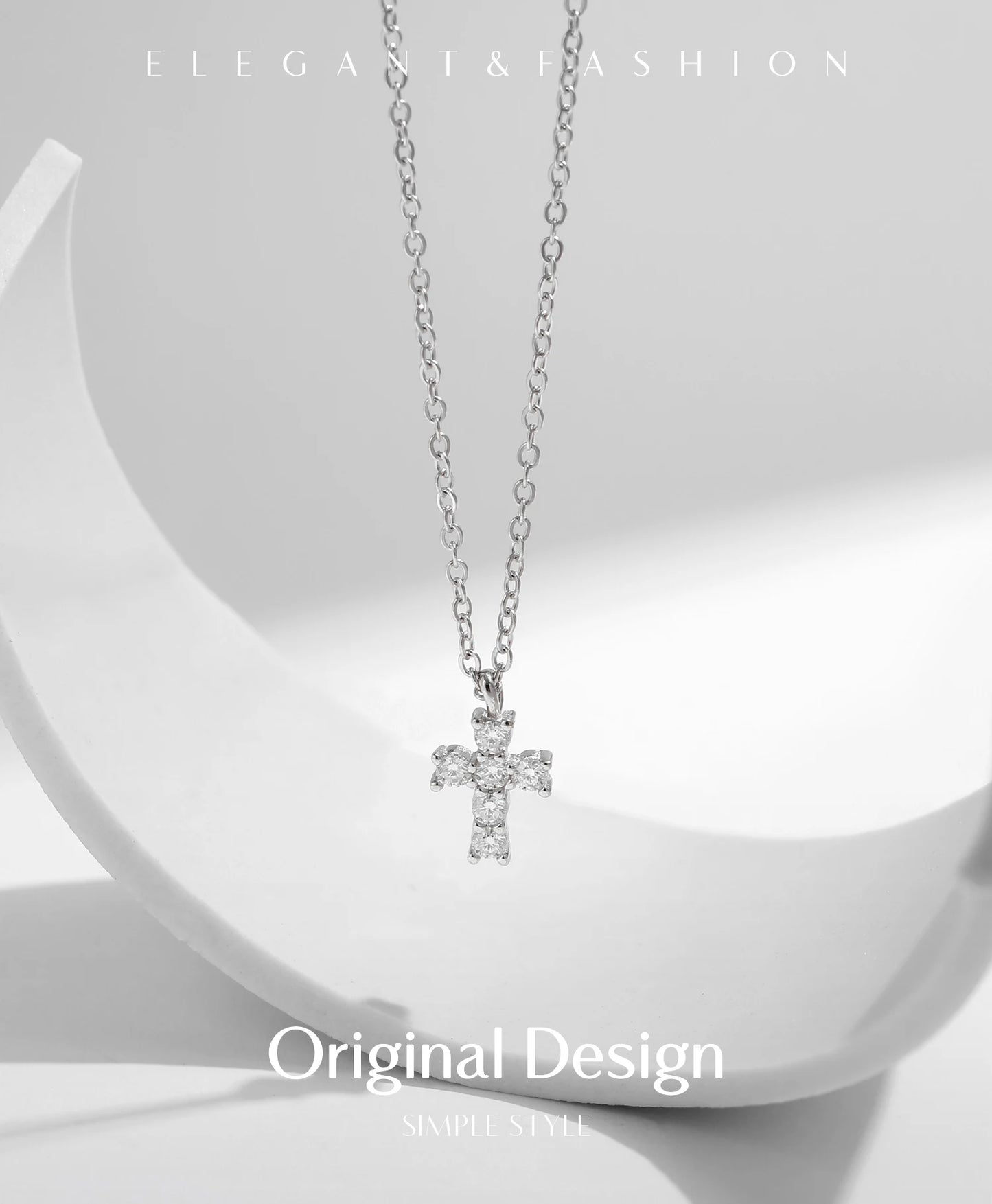 Pendant Necklaces D Colour Moissanite 925 Sterling Silver Cross Link Chain