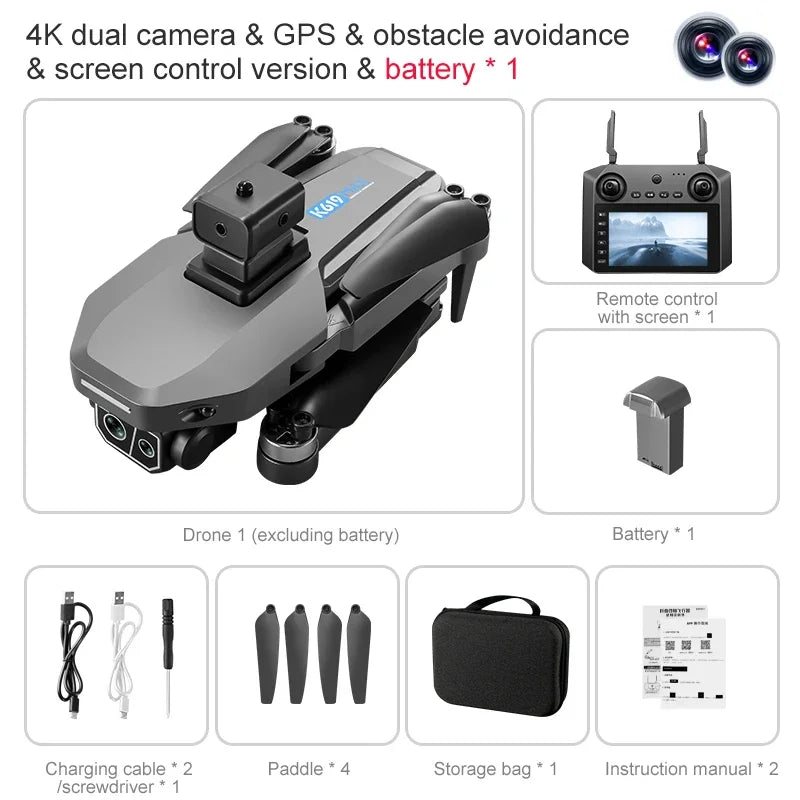 🚀 Camera Drone K619 MAX 4K 5G GPS Large Screen Remote Control 🚀