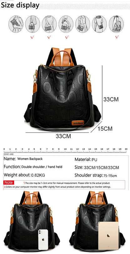 Backpack Designer Soft  Large Letter design Travel Bag - Shoulder Bag