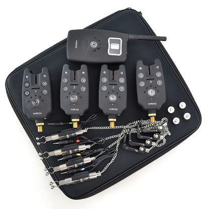 Wireless fishing bite alarm 1+4 set with 4pcs illuminated swinger in  EVA case.