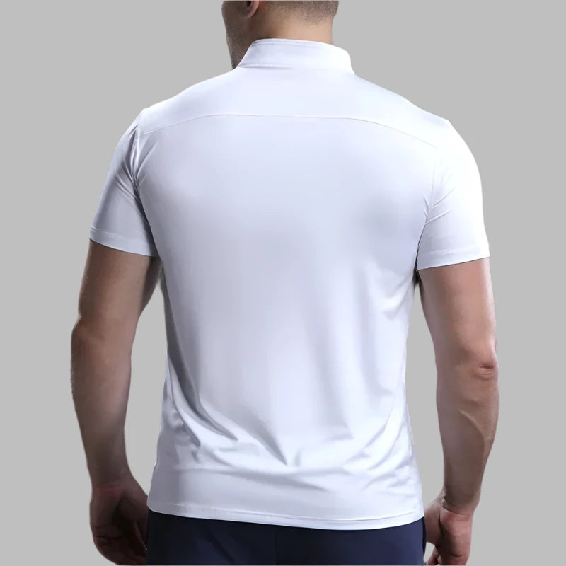 Sports T-Shirt Sportswear Short Sleeves Running Gym Compression Shirt + Zip